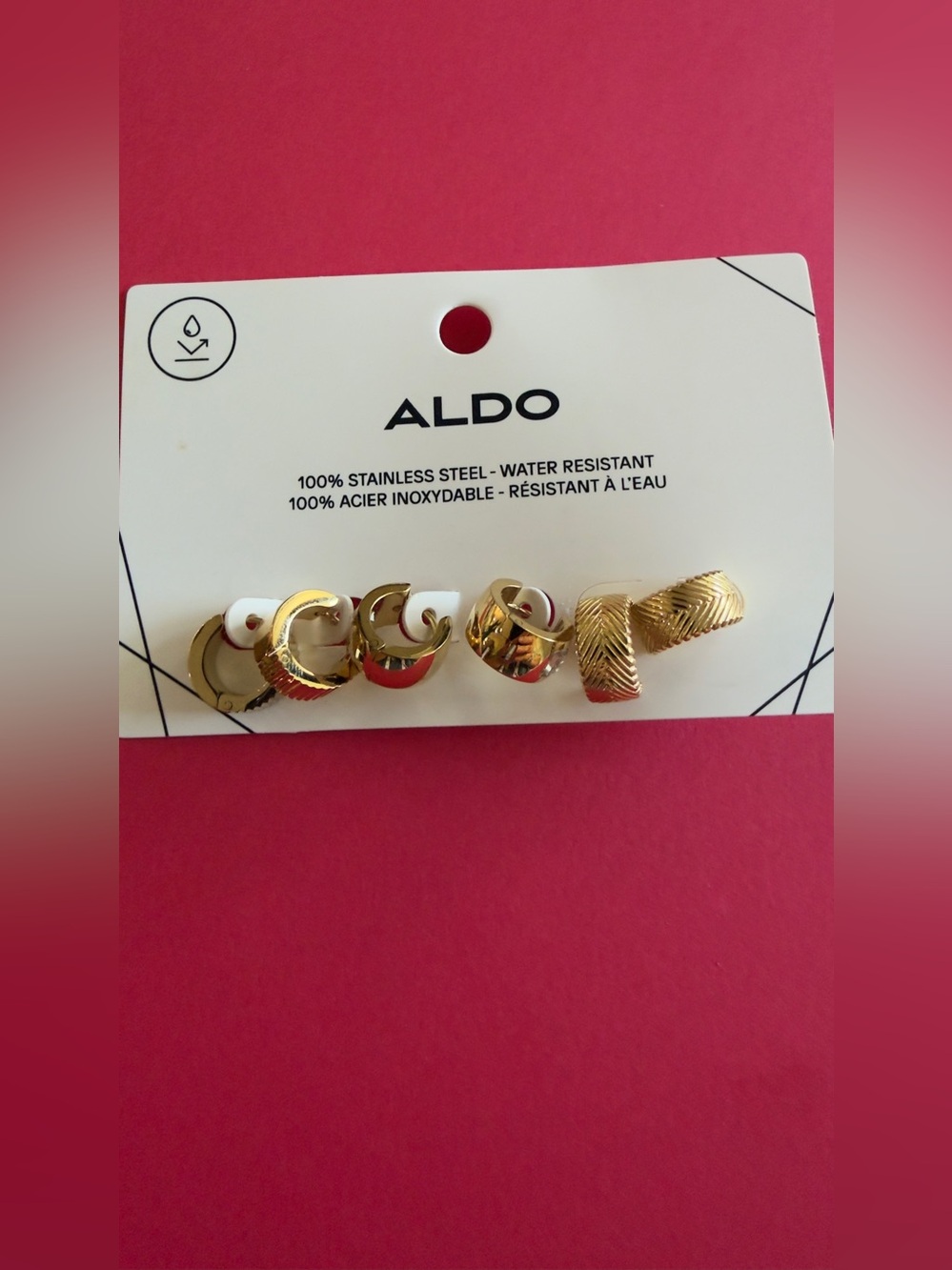 ALDO Gold-Tone Mixed Huggie and Textured Hoop Earrings Set